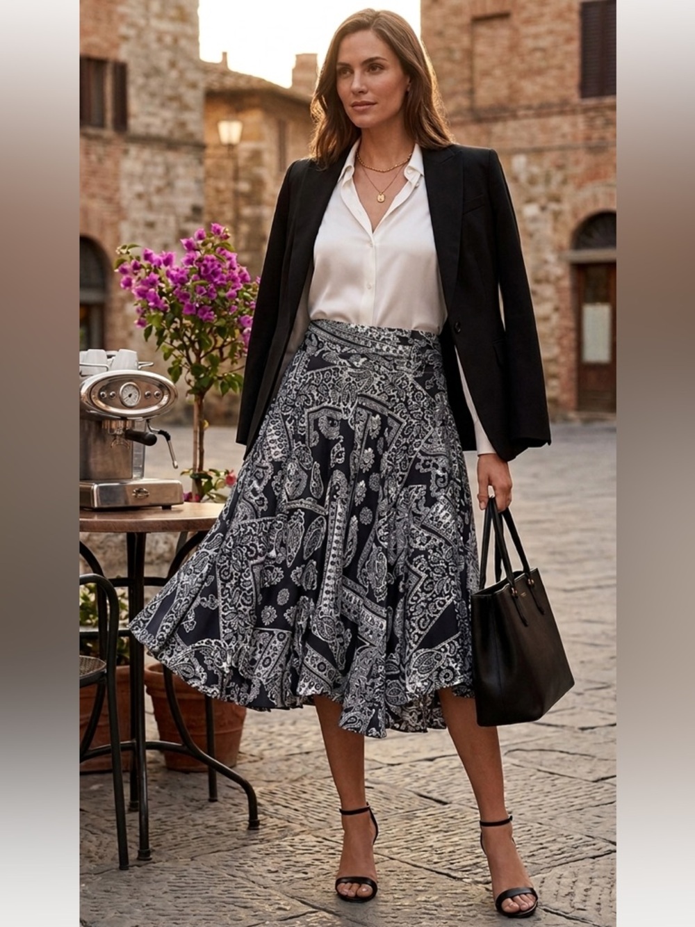 Lauren Ralph Lauren Paisley Bandana Print Midi Skirt Size 12 Boho